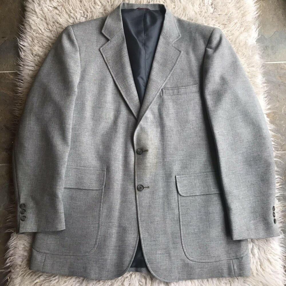 JcPenney Action Master Blazer Sz 44 Mens Vintage 70s Suit Separate Grey Washable